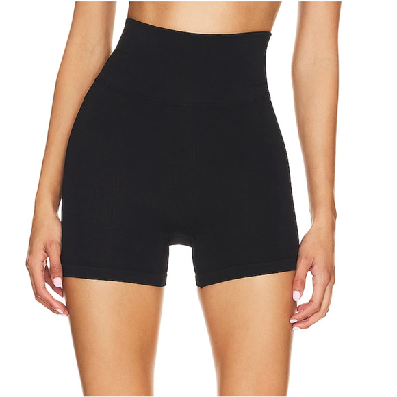 Revolve Black Biker Shorts Black XXS XS High Rise Compression USA Ribbed $58 - Picture 1 of 7